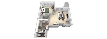 Jackson Barrington Park 1 bedroom 1 bath floor plan apartment at Barrington Park Apartments, Manassas, VA, 20110