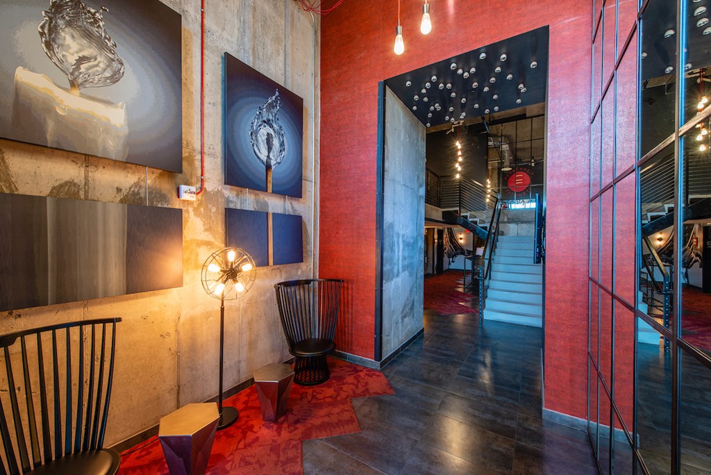 Red Theme Lobby at Fahrenheit Apartments, Washington, Washington