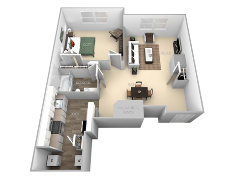 Johnson I Barrington Park 1 bedroom 1 bath floor plan apartment at Barrington Park Apartments, Manassas, VA