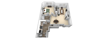 Johnson II Barrington Park 1 bedroom 1 bath floor plan apartment at Barrington Park Apartments, Virginia, 20110