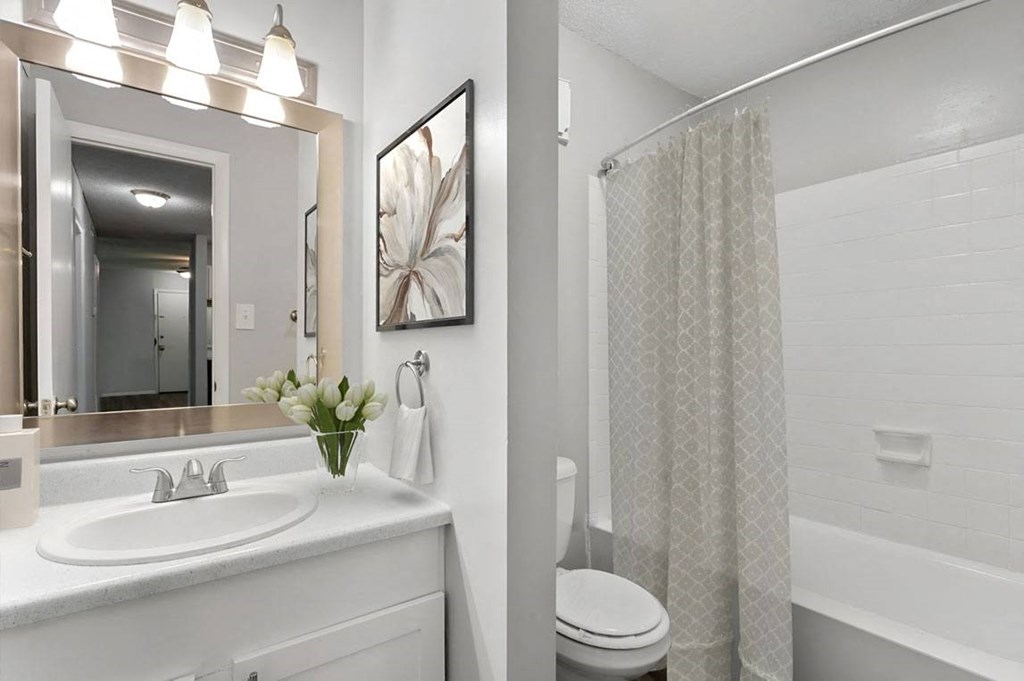 White Bathroom at Lakes Edge Apartments, Greensboro, North Carolina