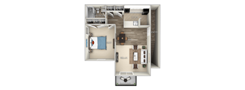 Lakes-Edge-One-Bedroom-Furnished-One-Bath-Floor-Plan-in-Greensboro-NC  at Lakes Edge Apartments, Greensboro, NC