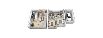 Lincoln Barrington Park 2 bedroom 2 and a half baths floor plan apartment at Barrington Park Apartments, Manassas, Virginia