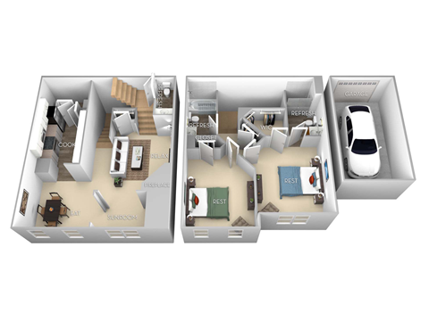 Lincoln Barrington Park 2 bedroom 2 and a half baths floor plan apartment at Barrington Park Apartments, Manassas, Virginia