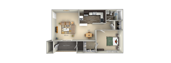 728 Square-Feet 1 Bed 1 Bath Floor Plan at Middletown Valley, Maryland