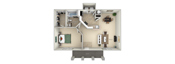 780 Square-Feet Madeira-Furnished 1 Bed 1 Bath Floor Plan at Northlake Park, Orlando, 32827