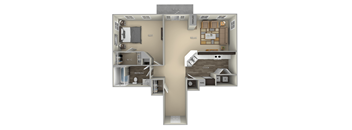 Maple Woodland Park 1 bedroom 1 bath furnished floor plan apartment in Herndon VA