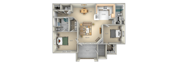 Marina Village on the Lake 2 bedroom 2 bath furnished floor plan apartment in Spring Lake NC