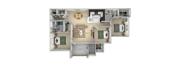 Meridian Village on the Lake 2 bedroom 2 bath furnished floor plan apartment in Spring Lake NC