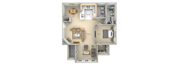 Nantucket Village on the Lake 1 bedroom 1 bath furnished floor plan apartment in Spring Lake NC