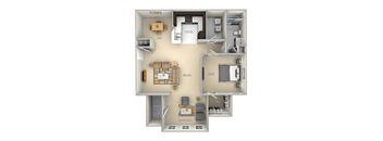 Navigator Village on the Lake 1 bedroom 1 bath furnished floor plan apartment in Spring Lake NC