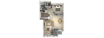 Oak Woodland Park 1 bedroom 1 bath furnished floor plan apartment in Herndon VA