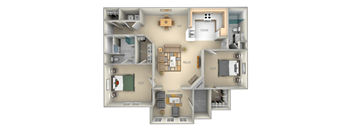 Plymouth Village on the Lake 2 bedroom 2 bath furnished floor plan apartment in Spring Lake NC