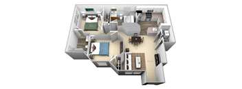 Polk Barrington Park 2 bedroom 2 baths floor plan apartment at Barrington Park Apartments, Manassas, VA, 20110