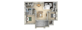 Quayside Village on the Lake 2 bedroom 2 bath furnished floor plan apartment in Spring Lake NC