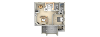 Reef Village on the Lake  1 bedroom 1 bath furnished floor plan apartment in Spring Lake NC