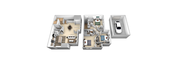 Roosevelt III Barrington Park 3 bedroom 2 and a half baths floor plan apartment at Barrington Park Apartments, Virginia, 20110