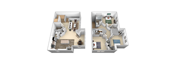 Roosevelt III Barrington Park 3 bedroom 2 and a half baths floor plan apartment at Barrington Park, Manassas