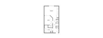 A floor plan of a bathroom with a toilet, sink, and shower.