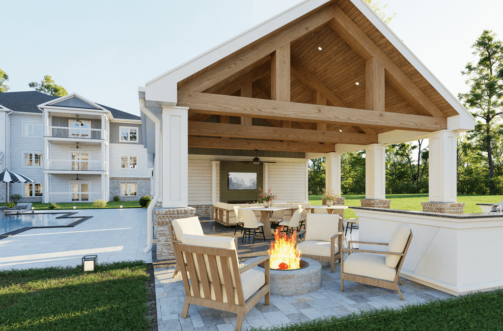 Outdoor Firepit Patio at The Landings at Hard Scrabble, Columbia