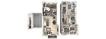 1538 Square-Feet The Spruce TH Broadlands 3 bedroom 2.5 bath furnished floor plan at Broadlands, Ashburn, VA, 20148