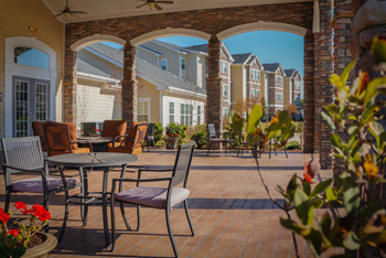Exterior Patio area at Stone Gate Apartments, Spring Lake, North Carolina