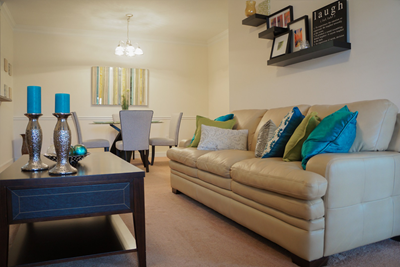 Living Room for one two and three bedrooms Stone Gate Apartments in Spring Lake NC