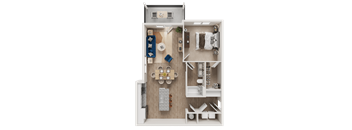 One Bedroom B Floor Plan at The Landings at Hard Scrabble, South Carolina