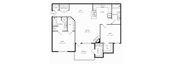 1116 Square-Feet 2 Bedrooms B and 2 Bathrooms Floor Plans at Stone Gate Apartments, Spring Lake