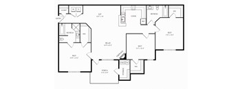 1349 Square-Feet 3 Bedrooms and 2 Bathrooms A Floor Plans at Stone Gate Apartments, North Carolina, 28390