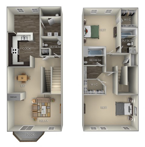 Townhome Floor Plan at Woodland Park, Virginia, 20171