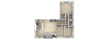 Braddock Fairfax Square 3 bedroom 2 bath unfurnished floor plan apartment in Fairfax VA at Fairfax Square, Virginia