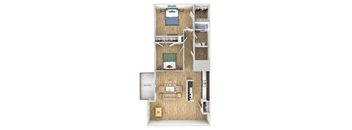 2-bedroom-1-bath Floor Plan at West Pointe Apartments, Burlington, NC