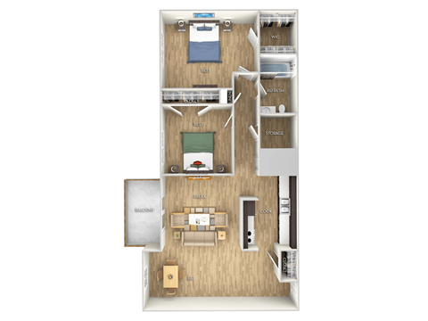 2-bedroom-1-bath Floor Plan at West Pointe Apartments, Burlington, NC