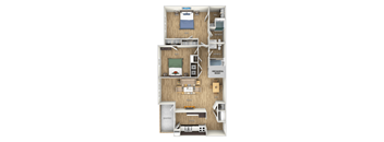 2-bedroom-2-bath Floor Plan at West Pointe Apartments, Burlington, North Carolina