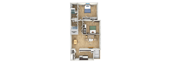 2-bedroom-2-bath Floor Plan at West Pointe Apartments, Burlington, 27215