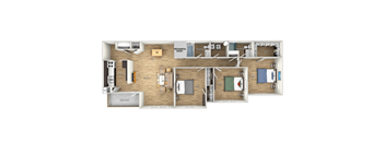 3-bedroom-2-bath Floor Plan at West Pointe Apartments, North Carolina