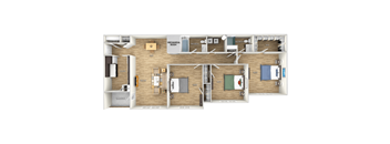 3-bedroom-2-bath Floor Plan at West Pointe Apartments, Burlington