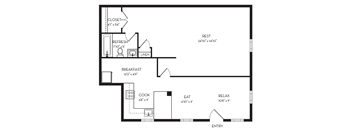 Studio 1 Bath Floor plan at Park Georgetown, Virginia