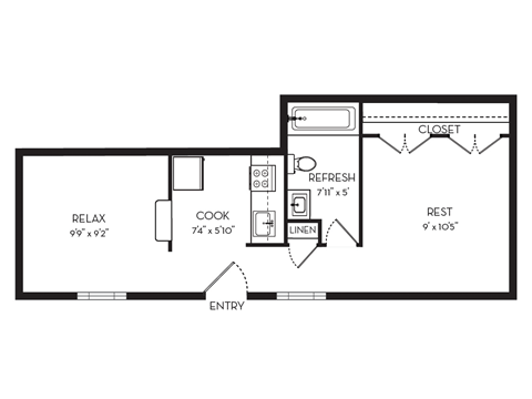 Studio Floor Plan at Park Georgetown, Virginia