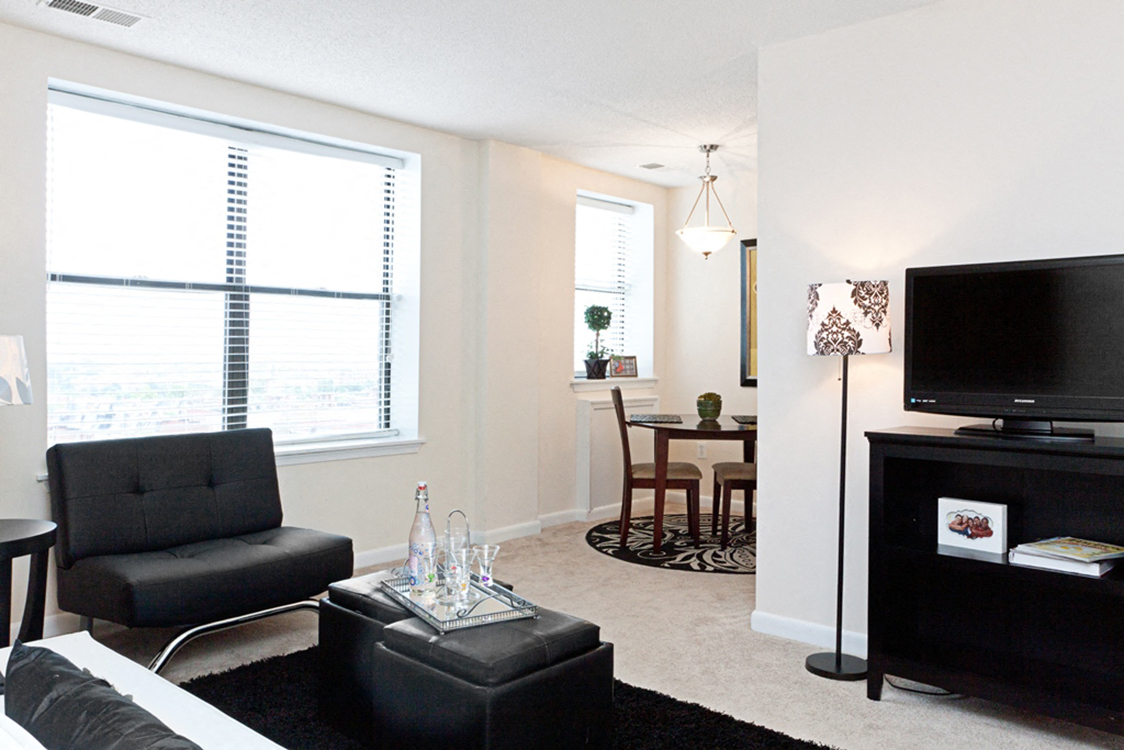 Living and Dining Room View in Girard Floorplan at Columbia Uptown, Washington, 20009
