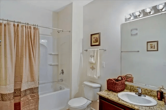 Guest Bathroom interior at Village on the Lake Apartments, Spring Lake, NC