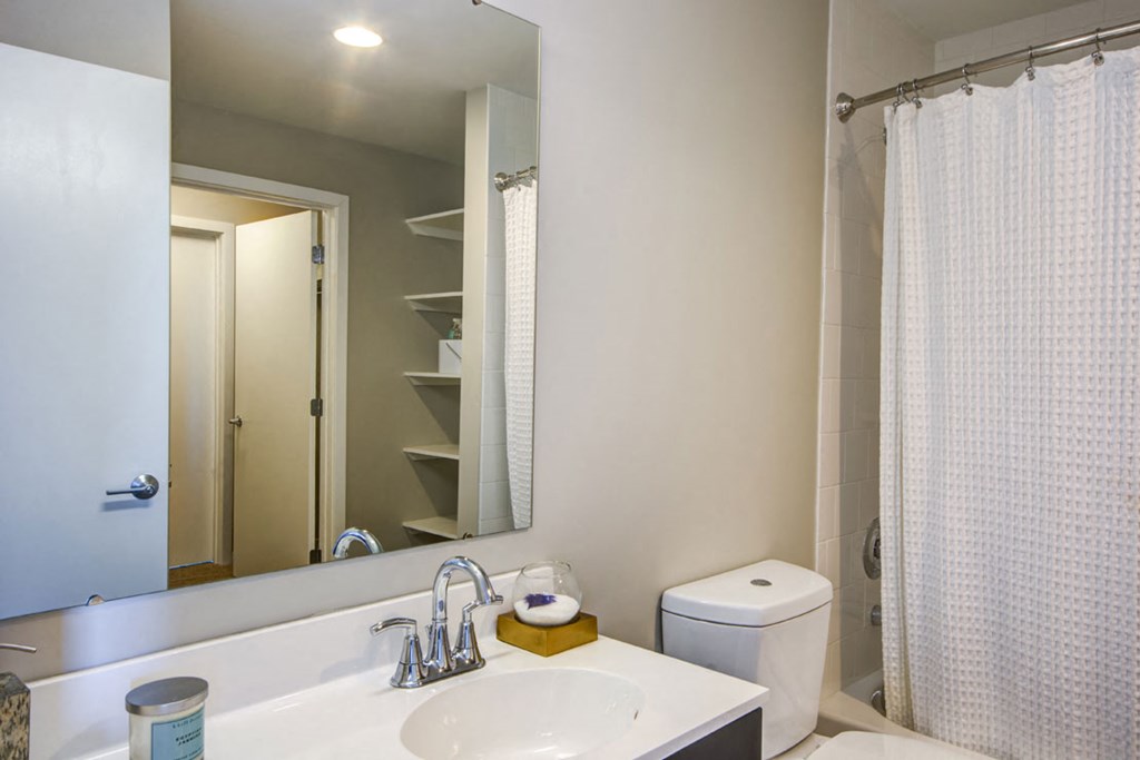 Bathroom With Extra Storage Space at The George, Wheaton, MD, 20902