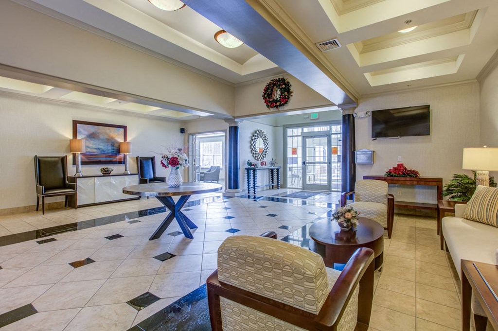 Contemporary Lobby Area at The Marque Apartments, Virginia, 20155
