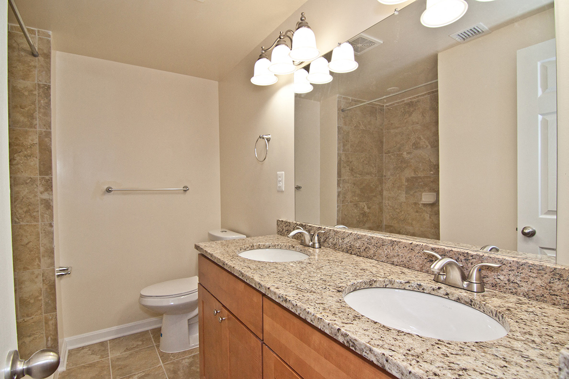 Large Renovated Double Vanity Bathroom at Oaklawn, Washington