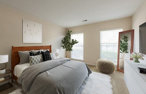 Bedroom With Expansive Windows at Saratoga Square, Springfield, 22153