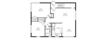 2 Beds 910 sq ft Floor plan at Park Georgetown Apartments, Arlington, VA 22209