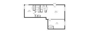 1 Bed 910 sq ft Floor plan at Park Georgetown Apartments, Virginia, 22209