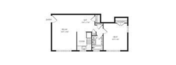 1 Bed 1 Bath Floor Plan at Park Georgetown Apartments, Arlington