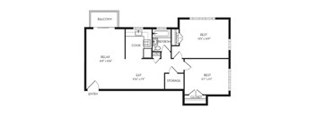 2 Beds Floor Plan at Park Georgetown Apartments, Virginia, 22209